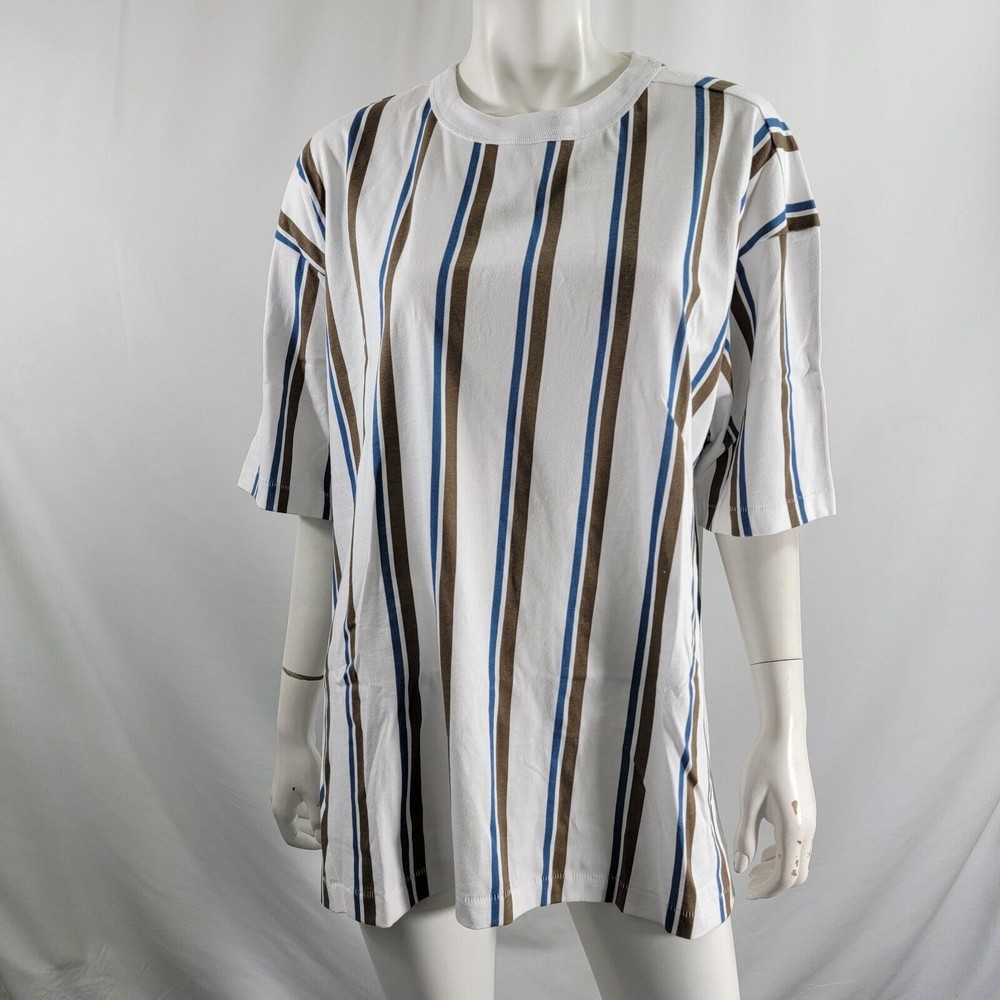 BP Nordstrom White Striped Top Tee Shirt Size XL 90s Short Sleeve